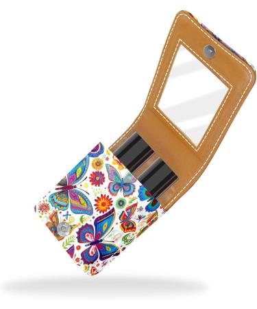 Travel Lipstick Organizer Case - Portable Makeup Bag with Mirror | Butterfly Floral Design | Shop Now - Buy Online on GoSupps.com