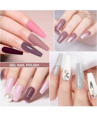 Shining She Gel Nail Polishes Set - 10 Colors Nude Pink White Glitter - Soak-Off UV/LED Manicure Gift - 8ML - Buy Online on GoSupps.com