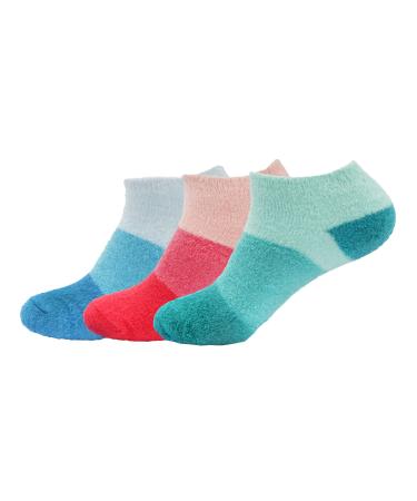 BambooMN Women's Super Aloe Infused Fuzzy Nylon Spa Socks for Dry Feet 9-12 Asst a