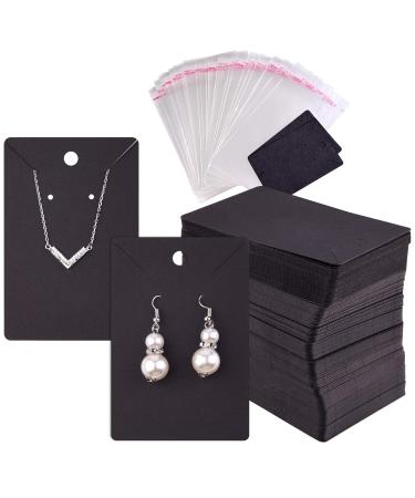 TUPARKA 120 Pcs Earring Display Card  Necklace Display Cards with120Pcs Self-Seal Bags Earring Card Holder Blank Kraft Paper Tags for DIY Ear Studs and Earrings 3.5 x 2 Inches
