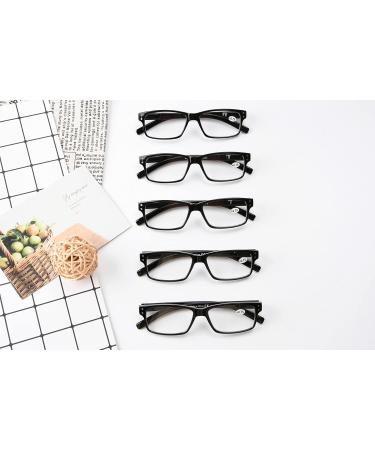 Eyekepper 5-Piece Classic Spring Hinge Reading Glasses Set - Sun Reading Glasses with Transparent Lenses 1.75 Diopters Black - Perfect for Stylish Vision Correction - Buy Online on GoSupps.com