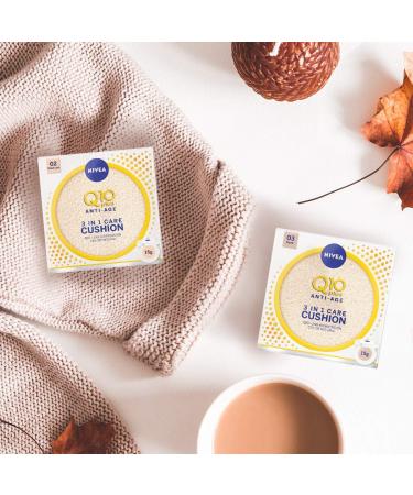 NIVEA Q10 3EN1 Cushion Tono Medio 15ml - Perfeccionador Facial Hidratante Anti-Aging con Protector Solar - Piel Uniforme y Natural - Buy Online on GoSupps.com