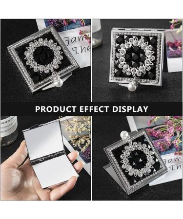 Lurrose 1pc Folding Vanity Mirror Travel Purse Mirror Vintage Mirror Tote Purse Metal Wallet Pocket Wallet Womens Purse Double Hand Held Mirror Miss Pearl Glass Lens Makeup Mirror Black - Buy Online on GoSupps.com