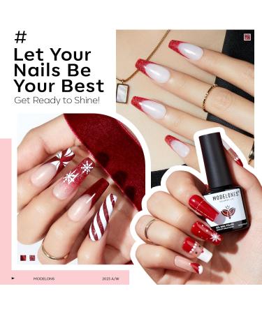 Modelones Red Gel Nail Polish Set - 6 Colors Wine Red Glitter Cat Eye Nail Polish Kit - Classic Sparkle Soak Off LED Gel - Holiday Manicure DIY Home Gift - LAST CHRISTMAS 7ml - Buy Online on GoSupps.com