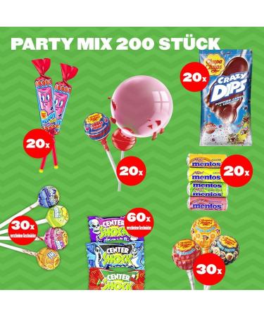 Chupa Chups Party Mix 200-Piece Sweets | Lollis Gums & Kaubonbons | Perfect for Birthdays & Parties - 1930g - Buy Online on GoSupps.com