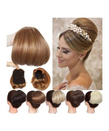 Messy Bun Hair Piece for Women Synthetic Straight Chignon Bun Hair Pieces 6" Drawstring Ponytail Extensions Clip In Hair Extension Heat Resistant Hair Donut Chignon for Women Fake Hair Accessories f Dark brown