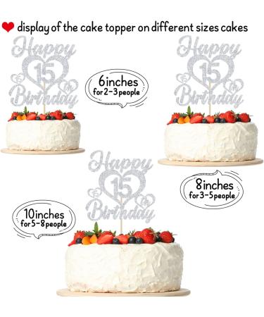 Happy 15th Birthday Cake Topper 15th Cake Topper Happy 15th Birthday Decorations for Boys/Girls Happy Bithday Party Decorations Silver Glitter - Buy Online on GoSupps.com