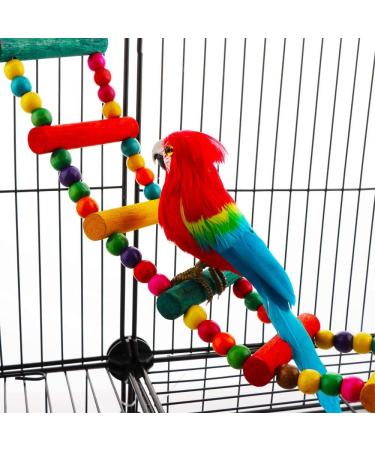 Wooden Climbing Ladder Toy for Small and Medium Birds - 12-Step Design for Parrots, Budgies, Cockatiels, Macaws, African Greys - VTurboWay - Buy Online on GoSupps.com