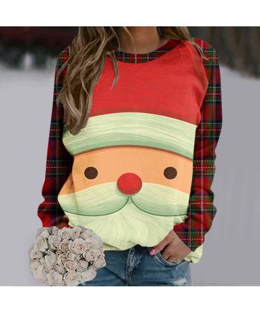 Women's Christmas Sweatshirt - Snowman & Penguin Print O-Neck Raglan Top | Comfy Xmas Jumper in Beige XL - Buy Online on GoSupps.com