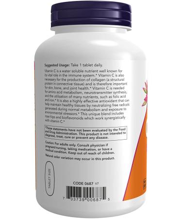 Now Foods C-1000 with Rose Hips & Bioflavonoids - 250 Tablets | Vitamin C Formula - Buy Online on GoSupps.com