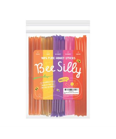 Honey Sticks Flavored, Honey Straw Variety Pack, All Natural Flavors and Colors, Pure American Raw Honey Stix, Snack for Kids Honey Packets, Bee Silly Honey Brand. Made in America. (50Pack)