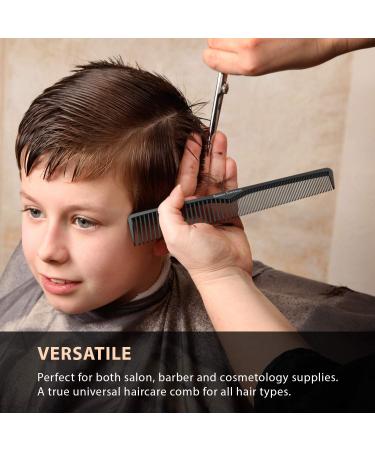 Bardeau Essentials Professional 7 Inch Styling Comb - Black Carbon Fiber, Anti Static, Chemical & Heat Resistant - Fine & Wide Tooth for All Hair Types - Men & Women - Single Pack - Buy Online on GoSupps.com