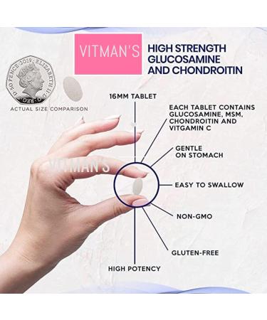 High Strength Glucosamine Chondroitin with MSM & Vitamin C - 90 Joint Inflammatory Tablets - Bone Care and Pain Relief - Buy Online on GoSupps.com
