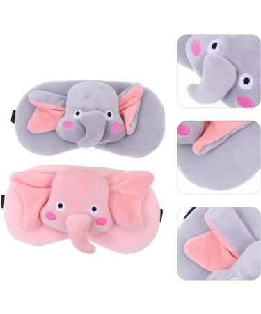 DOITOOL 2Pcs Flannel Elephant Sleep Mask Set - Soft Eye Cover for Men & Women | Pink Grey - Buy Online on GoSupps.com