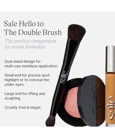 Saie The Double Brush | Multi-Use Dual Ended Makeup Brush for Highlighting Contouring & Concealing | Vegan & Cruelty-Free Face Brush - Buy Online on GoSupps.com