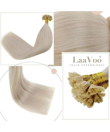 LAAVOO Real Hair Extensions - Platinblond U Tip Bondings Pre Bonded Keratin Extensions 50 Strands 45cm Perfect for Cancer Patients #60 - Buy Online on GoSupps.com