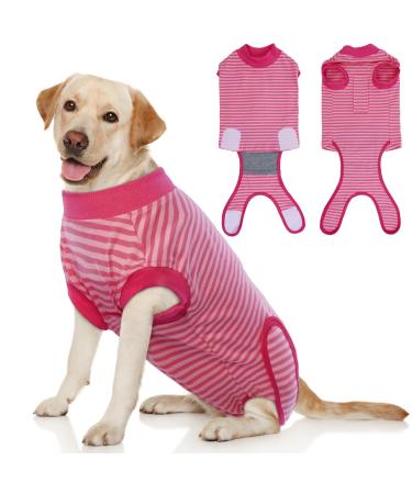 Hjumarayan recreational suit for dogs after the operation medical pet shirt dog protective clothing for small medium large dogs anti-lick protection against wound red striped l l red striped