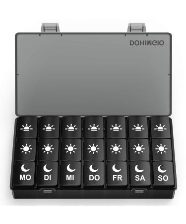 Tablet box 7 days 3 compartments pill box Pill can box in the morning at noon 21 compartments pill box medication doser - black (21-7 days 3 compartments) (black) (multicolored) (black)