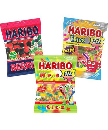 Halal Sweets Bag - Fizzy Mix Fizzy Worms Happy Cola Bottles Berries Fizzy Fries - Random Sweets Bag (2 Bags) - Buy Online on GoSupps.com
