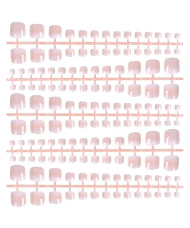 140 pieces of toenails tips artificial false nails to stick on French footnails full cover nail tips natural toenails tips for women girls diy manicure decoration 14 sizes (c)