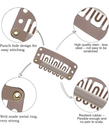 Metal Snap Clips for Hair Extensions - U-shape Wig Clips with Soft Rubber - Brown Hair Extension Clips for Easy DIY Styling - Buy Online on GoSupps.com