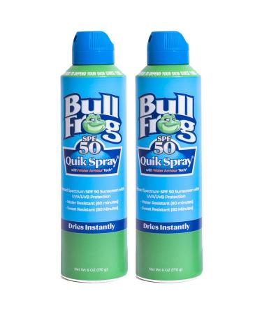 Bullfrog Quik Spray Sunscreen SPF 50 | Oxybenzone & Octinoxate Free | Broad Spectrum Moisturizing UVA/UVB 2 pack