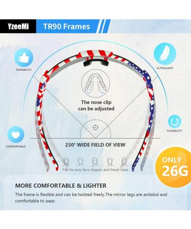 YzeeMi Polarized Sunglasses | UV400 Protection | Rainbow Blue Lens | Flag Frame - Buy Online on GoSupps.com