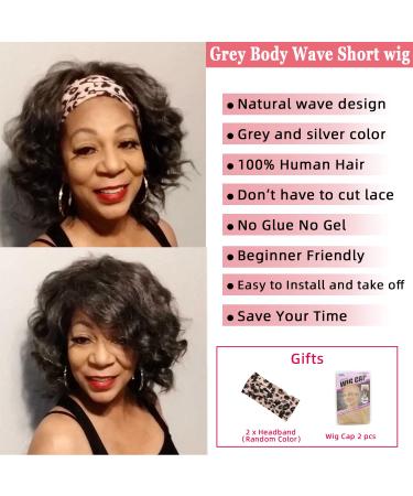 Grey Body Wave Bob Human Hair Wig | Glueless 150% Density Short Wig for Women - Buy Online on GoSupps.com
