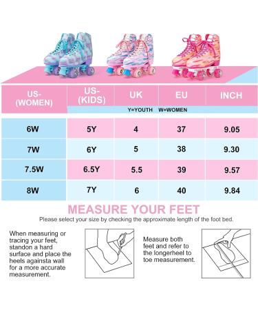 Ruthfot Double-Row Light up Roller Skates for Women and Girls | High-top PU Leather Rollerskates Blue-Purple Size 8 - Buy Online on GoSupps.com
