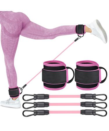 Ankle Resistance Bands with Cuffs 5PCS/Set 10lb 20lb 30lb Stretchy Breathable Ankle Straps with D Rings Adjustable Ankle Cuffs Sporting Products
