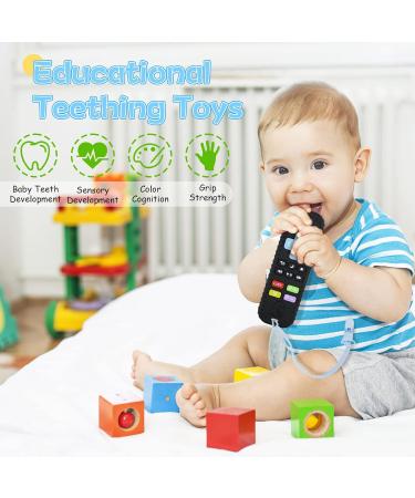 Buy Baby Biting Toys - 3 Silicone Teething Rings & Pacifier Chain BPA-Free 3+ Months White & Black - Buy Online on GoSupps.com