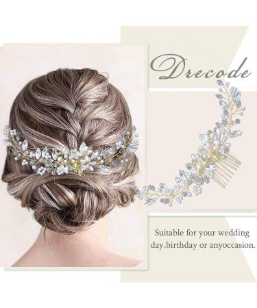 Wedding Hair Clip Bridal Hair Vines Handmade Pearl Hair Accessories for Women and Girls Bridesmaid Headband Flower Crystal Rhinestones Headpiece - Buy Online on GoSupps.com