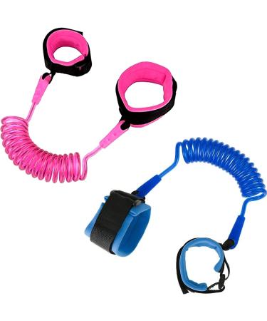 Baby Anti-Lost Belt Baby Kids Safty Anti Lost Walking Hand Belt Wrist Link Bungee Leash Safety Toddler Harness Travelling Helper (Pink Blue)