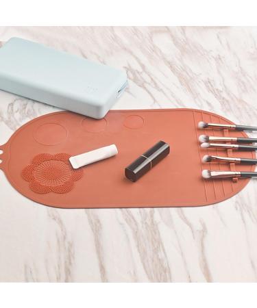Makeup Cleaning Mat Silicone Brush Cleaning Tool Portable Cosmetic Cleaning Pads Scrubber Mat Pad for Foundation & Lip Brush brown - Buy Online on GoSupps.com