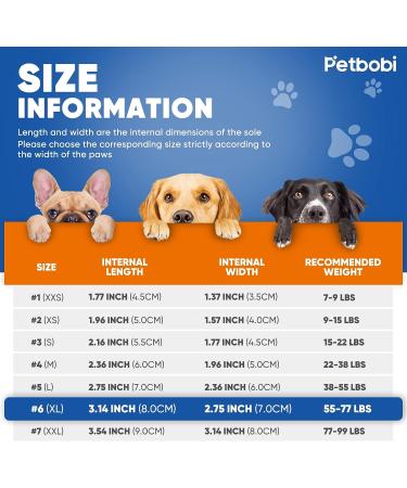 Petbobi Dog Boots - Waterproof Rubber Non-Slip Shoes for Small Medium Large Dogs - Protect Paws on Rain, Snow, Hot Pavement, Hardwood Floors - 4PCS Orange Size #6 - 2.75 x 3.14 - Buy Online on GoSupps.com