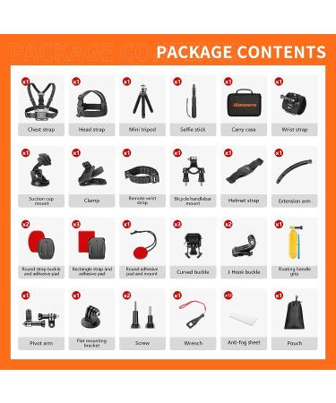 50-in-1 Action Camera Accessories Kit for GoPro, Insta360, DJI, Xiaomi, APEMAN, AKASO, Campark - Upgraded Bundle for Hero 11/10/9/8/7/6/5/4, Max, Fusion - Buy Online on GoSupps.com