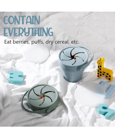 2 Pcs Collapsible Toddler Snack Cups 12oz - Spill Proof Silicone Bowls for Babies - Blue & Green - Buy Online on GoSupps.com