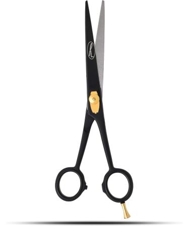 Professional Black Salon Hairdressing Scissors 7 inch - Gold Dial Spring Screw & Hook, Anti-Rust Barber Razor Edge Steel Hair Cutting Tool for Men/Women - Buy Online on GoSupps.com