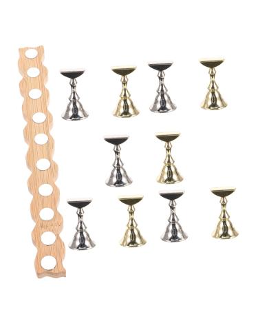 Healeved 1 Set Nail Art Base Metal Display Stand Fake Nails Holder Nail Stands for Press on Nail Art Practice Base Display Stands Nail Art Display Stand Decorative Nails Wooden Cosmetic