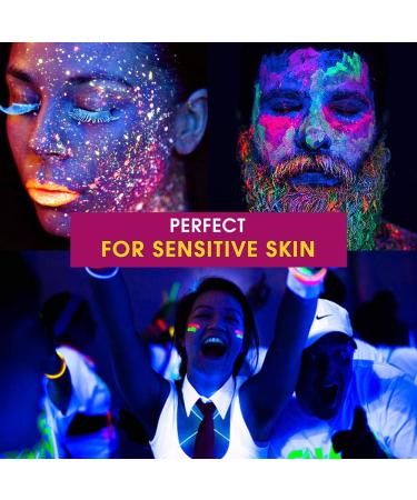 UV Glow Blacklight Face and Body Paint 8-Color 1oz - Day/Night Stage Makeup for Clubbing & Costumes - Buy Online on GoSupps.com