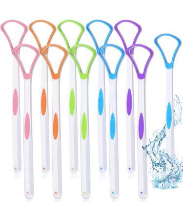 10 Pieces Tongue Scraper Tongue Cleaner Plastic Tongue Brush for Adults Kids Healthy Oral Care  Pink Blue Green Purple Orange