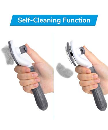 Cleanpets Self-Cleaning Dog & Cat Brush - Perfect for Short & Long Hair Removes Undercoat & Gray Fur - Buy Online on GoSupps.com
