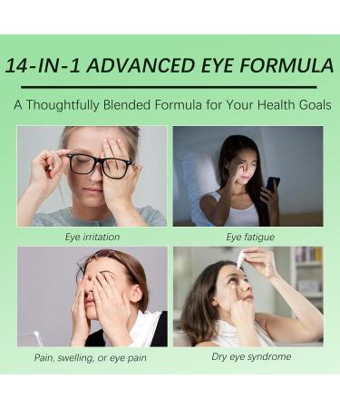 14-in-1 Advanced Eye Vitamin Supplement with Lutein Zeaxanthin Bilberry Extract & Zinc for Adults - Supports Vision Macula & Blue Light Protection - 60 Capsules (01) - Buy Online on GoSupps.com