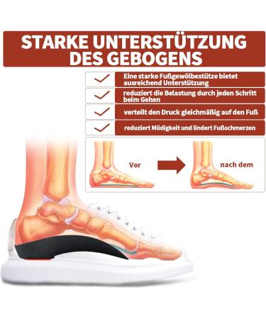 3/4 Plantar Fasciitis Orthopedic Shoe Inserts for Flat Feet & Heel Spur - Red S (EU35-37) | Pain Relief Insoles for Men & Women - Buy Online on GoSupps.com