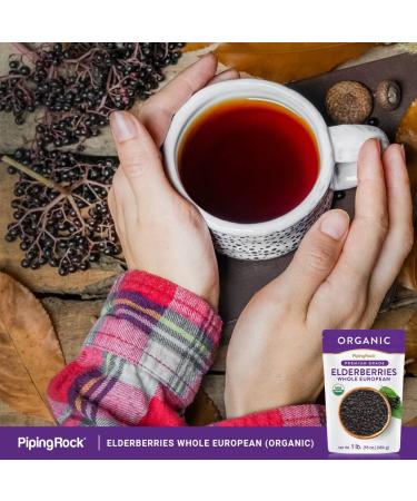 Piping Rock Elderberries Dried Organic | 1lb Bulk Supplement | European Whole Berries | Vegetarian Non-GMO Gluten Free - Buy Online on GoSupps.com