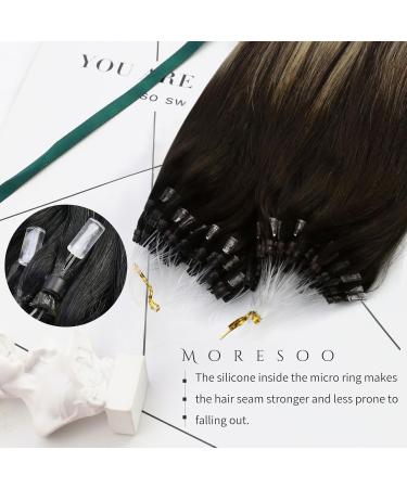 Moresoo Microring Extensions | Real Hair 1g Ombre Micro Loop #2/27/613 | Dark Brown to Caramel Blonde | 50 cm Remy Cold Fusion Hair Extensions - Buy Online on GoSupps.com