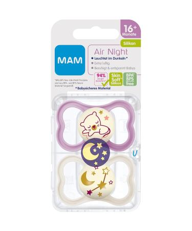 Buy MAM Air NIGHT Silicone Pacifier 16+ | Set of 4 Girls with Sterilized Transport Boxes | International Shipping Available - Buy Online on GoSupps.com