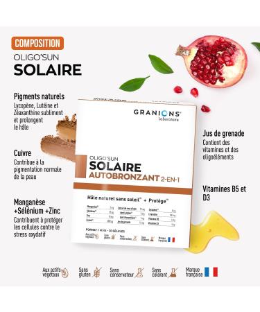Tanning | 2-in-1 Granules Self-Tanning Capsule | Food Supplement | Tan Accelerator | Protects | Formula Enriched with Natural Pigments | | 1 Month Size | 30 Capsules | French Brand - Buy Online on GoSupps.com