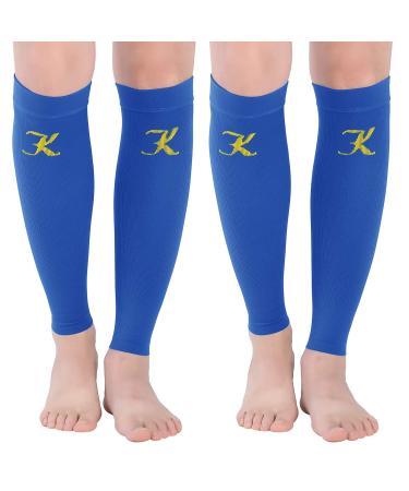 KEKING Calf Compression Sleeves for Men & Women, 2 Pairs, True 20-30mmHg Leg Compression Socks Support for Running, Shin Splint, Calf Pain Relief, Swelling, Varicose Veins, Nursing, Travel, Blue S/M 12in - 14in ( S/M ) 2 Pairs Blue