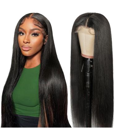 ALIPOP 5X5 Hd Lace Front Human Hair Wig Glueless Wigs For Women Human Hair Brazilian Silk Straight Deep Parting 5X5 Transparent Lace Frontal Wigs Pre-Plucked Human Hair Wig 22 Inch Natural 22 Inch 5X5 st wig